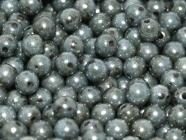 3mm Round Glass Beads, Chalk White Blue Luster (Qty: 50)